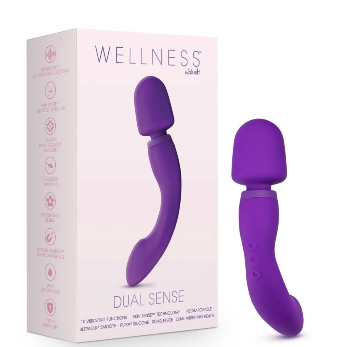 Wellness Dual Sense Rechargeable Silicone Massager – Purple