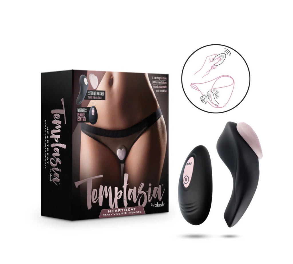 Temptasia Heartbeat Rechargeable Silicone Panty Vibe with Remote – Pink