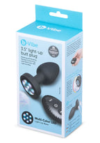 b-Vibe Light-Up Rechargeable Silicone Backdoor Plug 3.5 in with Remote – Black